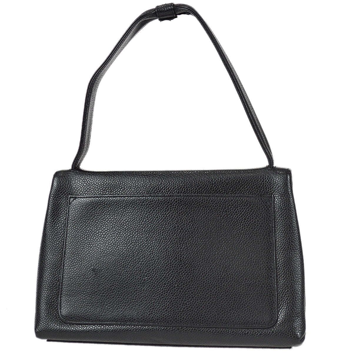 Chanel Straight Flap Handbag Black Caviar