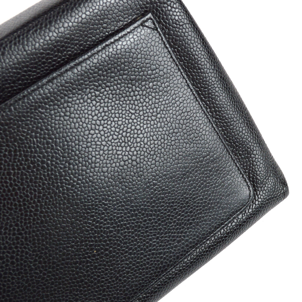 Chanel Straight Flap Handbag Black Caviar