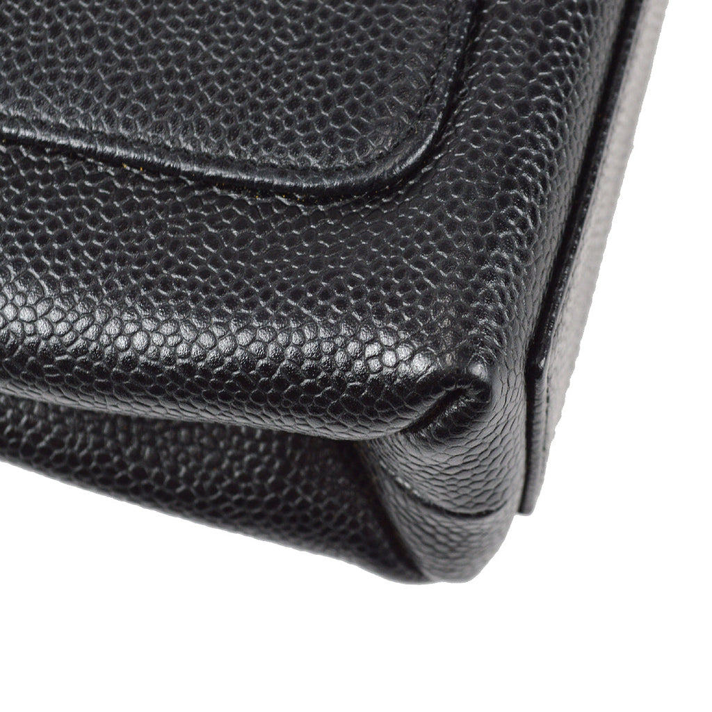 Chanel Straight Flap Handbag Black Caviar