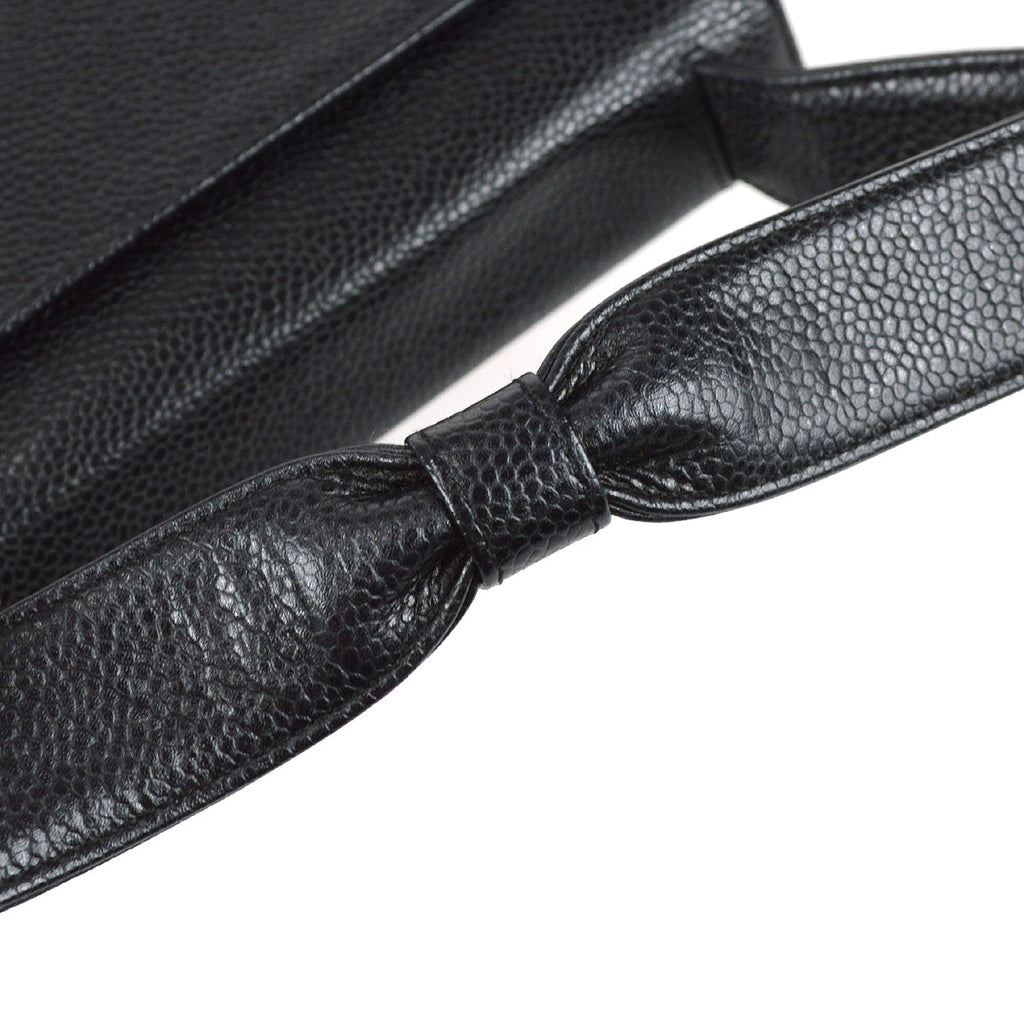 Chanel Straight Flap Handbag Black Caviar