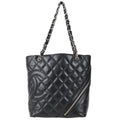 Chanel Cambon Ligne Tote Handbag Black Calfskin