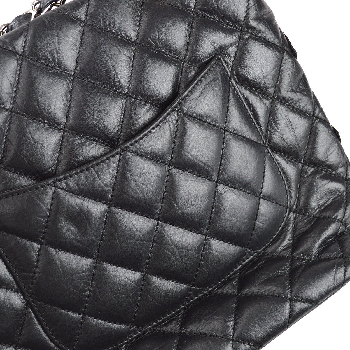 Chanel Cambon Ligne Tote Handbag Black Calfskin