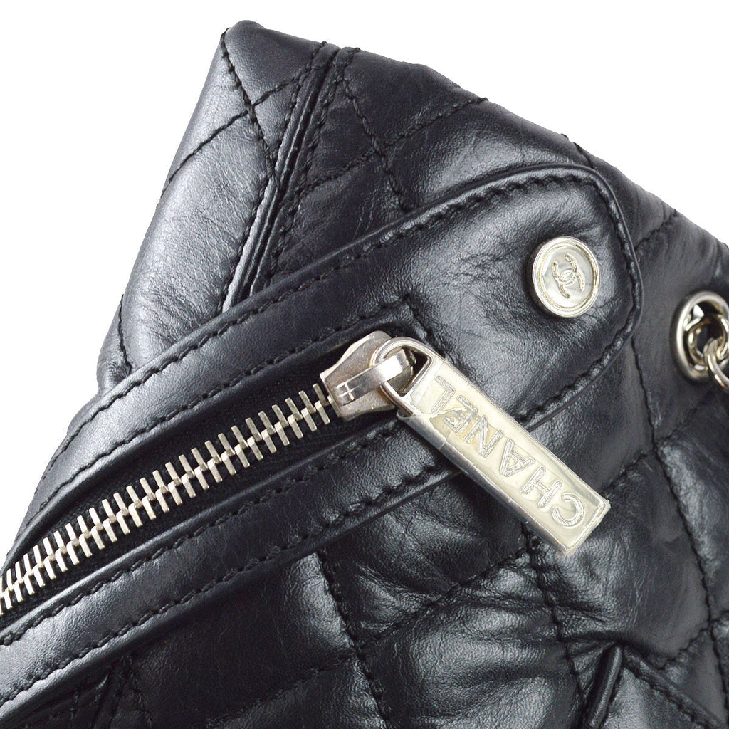 Chanel Cambon Ligne Tote Handbag Black Calfskin
