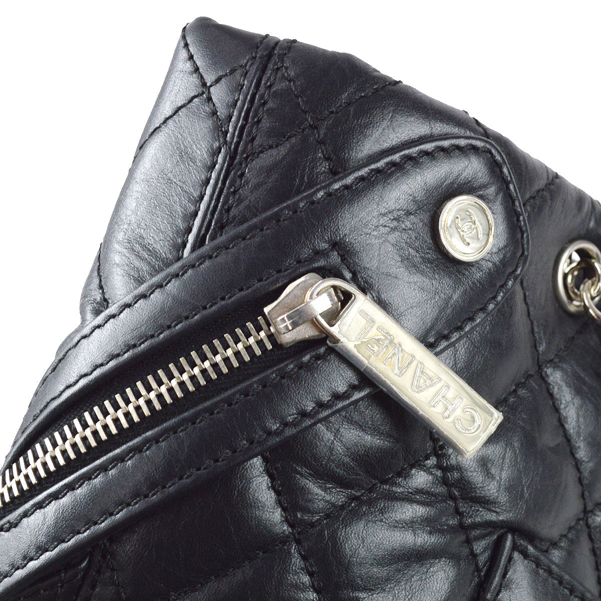 Chanel Cambon Ligne Tote Handbag Black Calfskin
