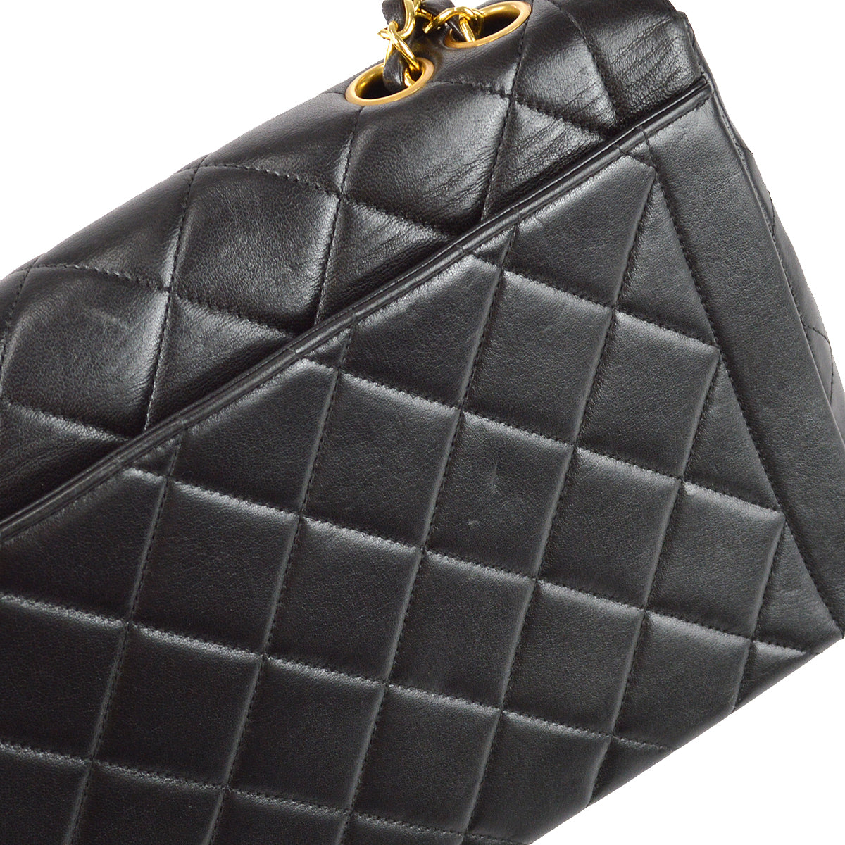 Chanel 1994-1996 Border Flap Bag Medium Black Lambskin