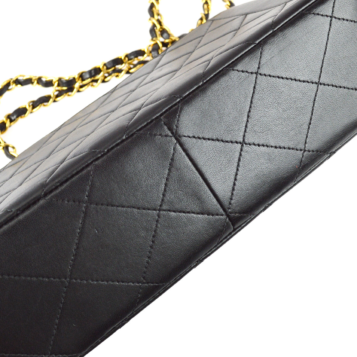 Chanel 1994-1996 Border Flap Bag Medium Black Lambskin