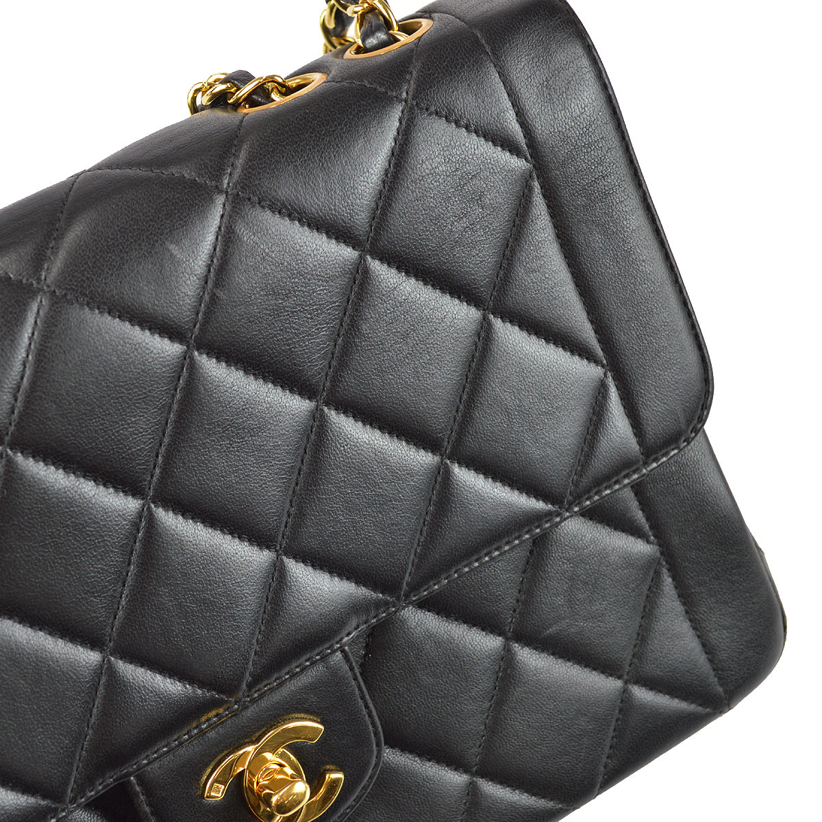 Chanel 1994-1996 Border Flap Bag Medium Black Lambskin