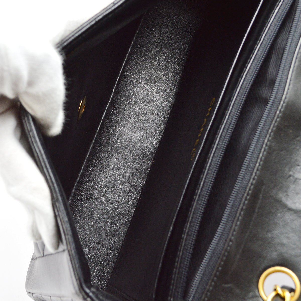 Chanel 1994-1996 Border Flap Bag Medium Black Lambskin