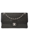 Chanel Classic Flap Double Chain Shoulder Bag Black Lambskin