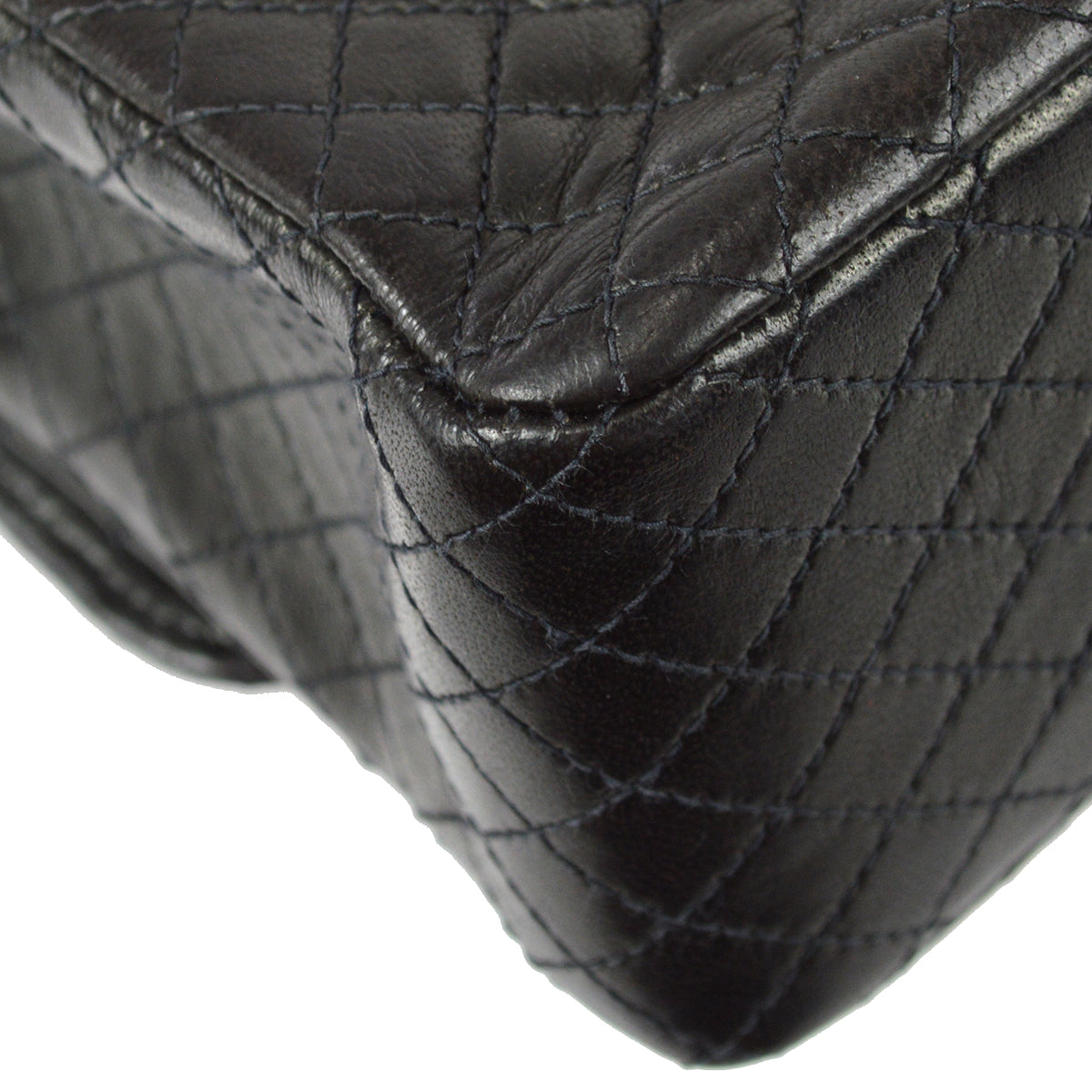 Chanel Classic Flap Double Chain Shoulder Bag Black Lambskin