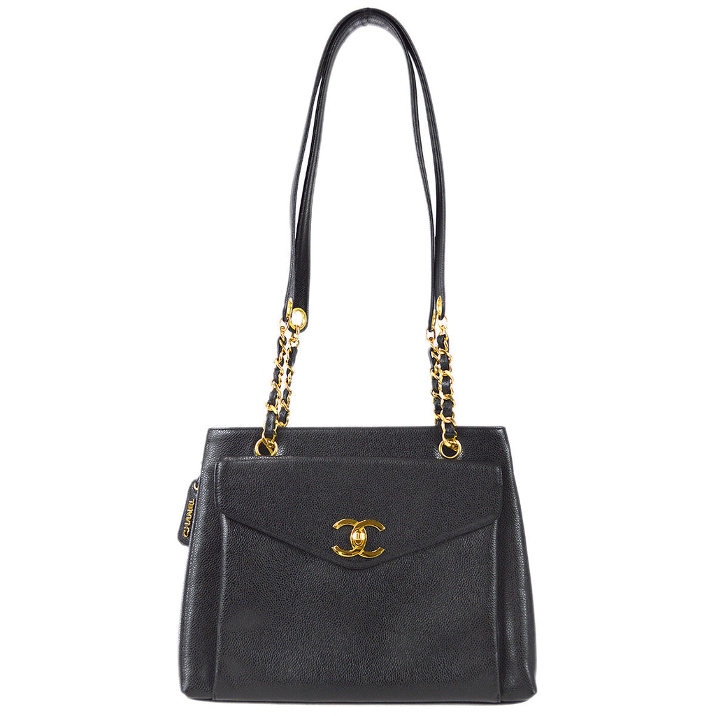 Chanel Shoulder Tote Bag Black Caviar