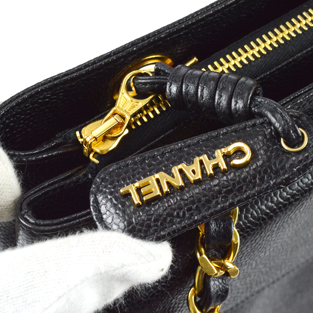 Chanel Shoulder Tote Bag Black Caviar