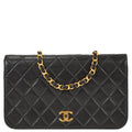 Chanel Full Flap Shoulder Bag Black Lambskin