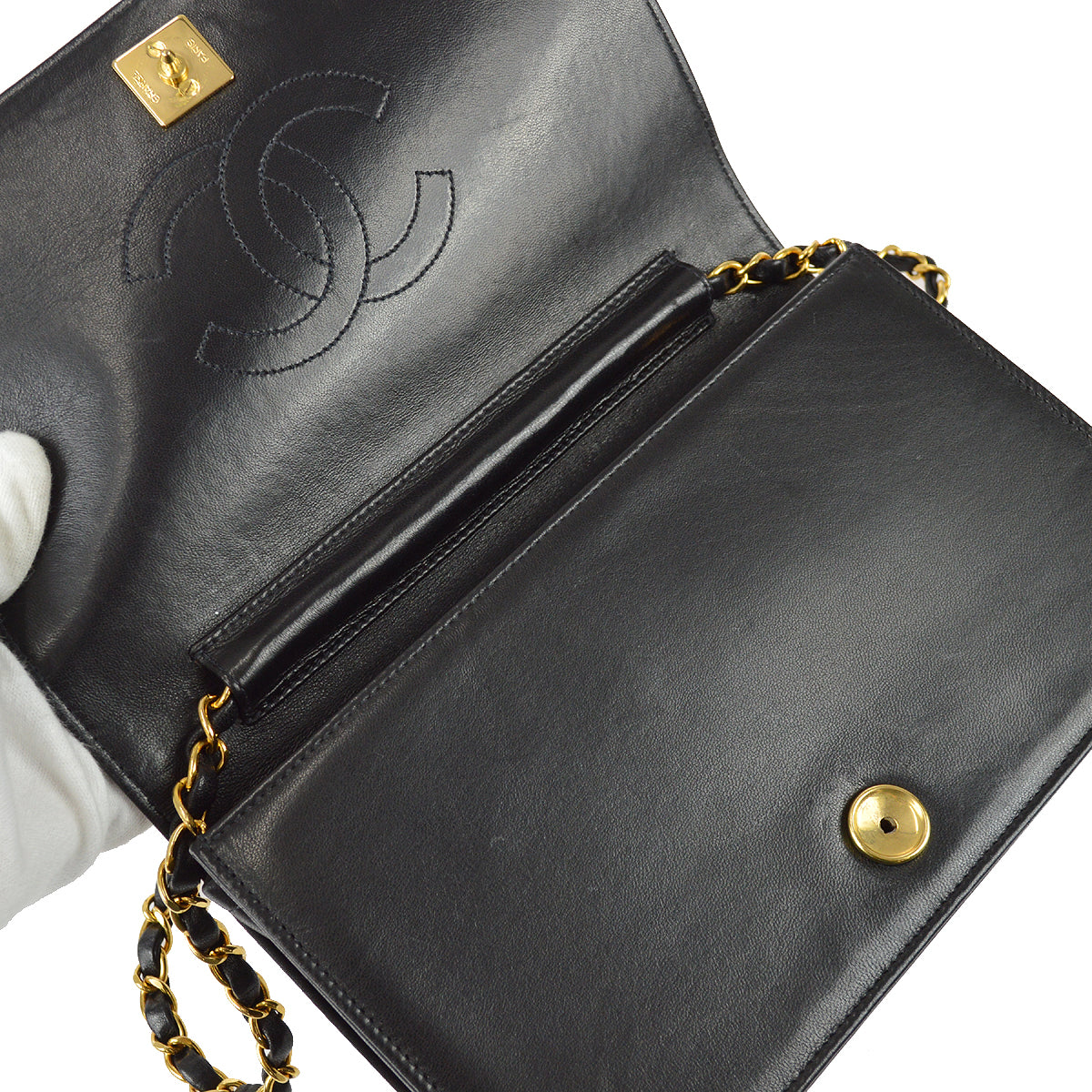 Chanel Full Flap Shoulder Bag Black Lambskin