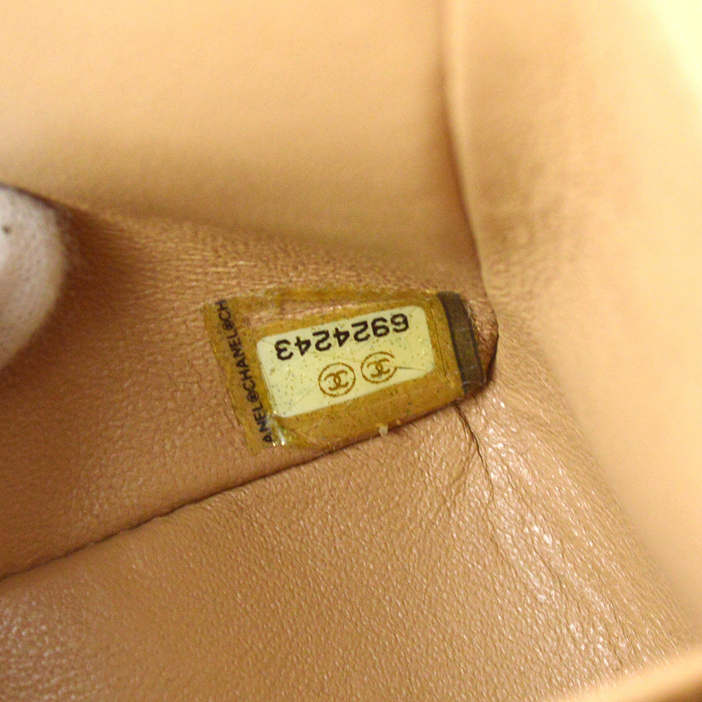 Chanel 2000-2001 Classic Double Flap Small Shoulder Bag Beige Lambskin