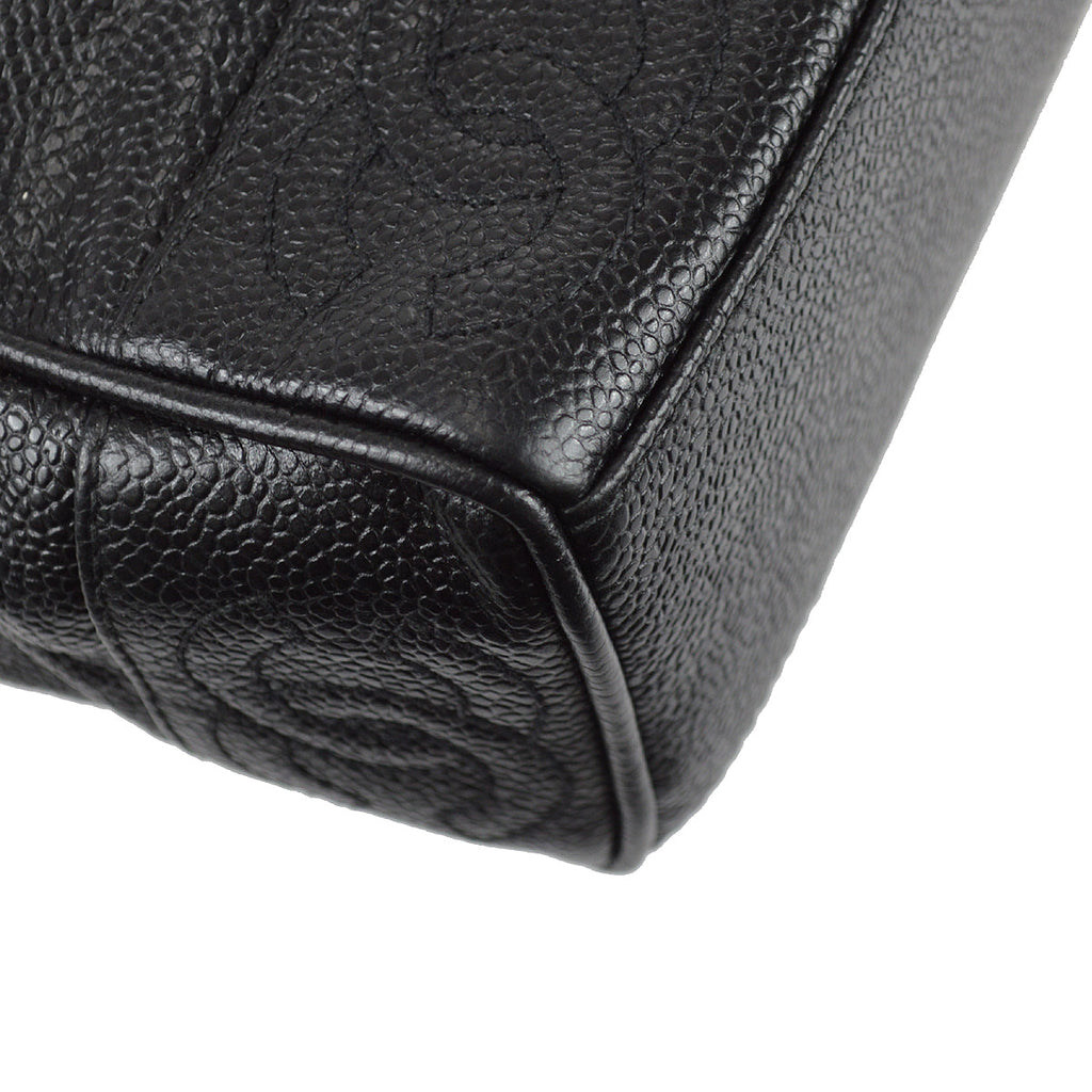 Chanel 1996-1997 Triple CC Tote Bag 25 Black Caviar