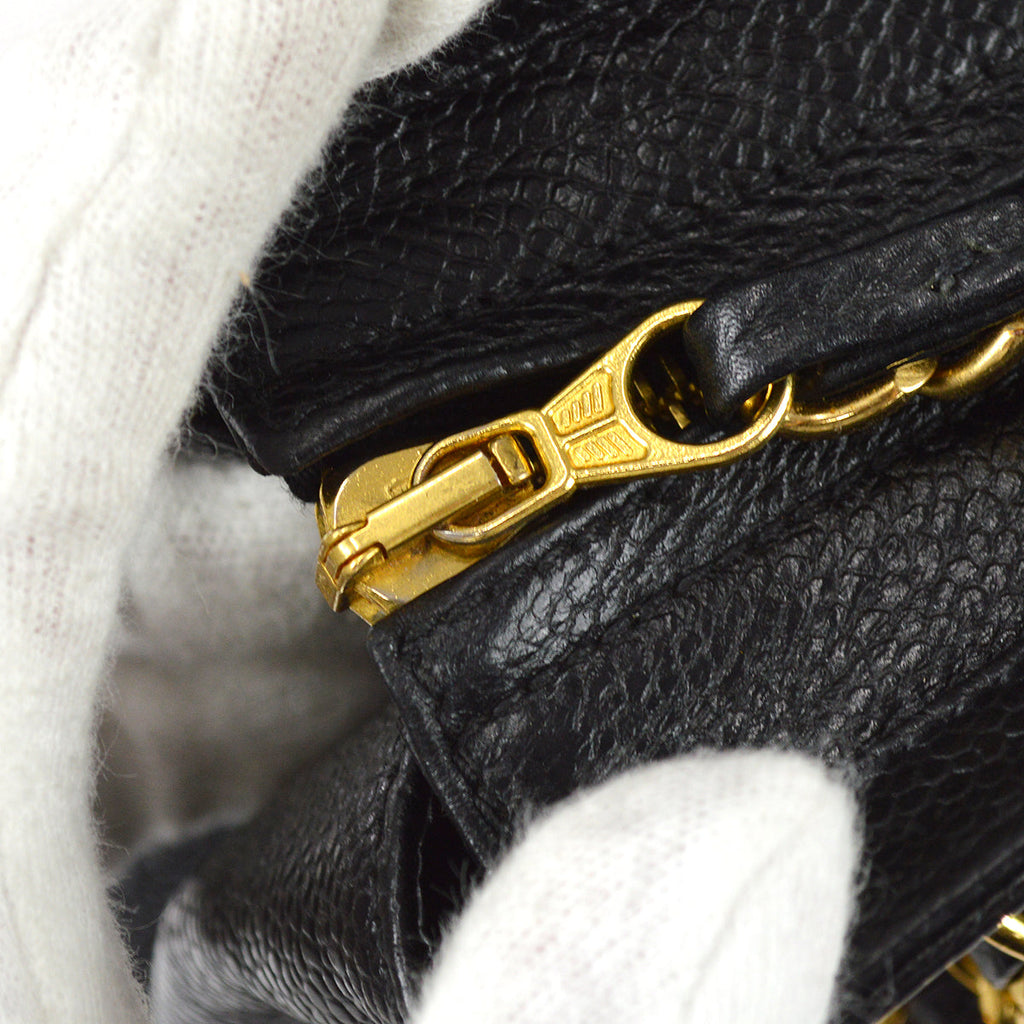 Chanel 1996-1997 Triple CC Tote Bag 25 Black Caviar