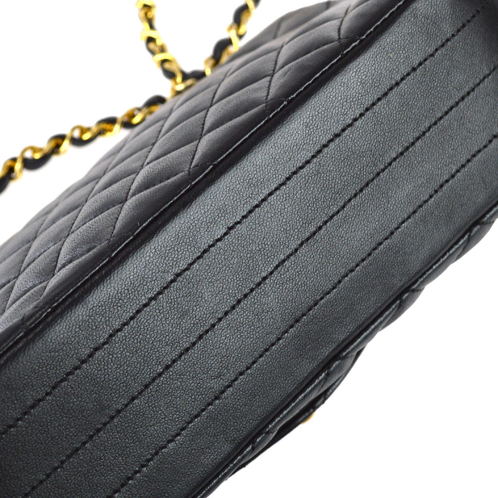 Chanel 1986-1988 Small Round Flap Bag Black Lambskin