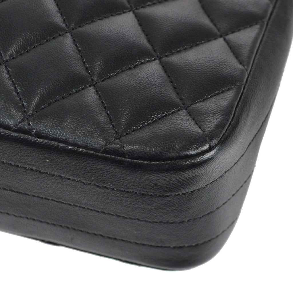 Chanel 1986-1988 Small Round Flap Bag Black Lambskin
