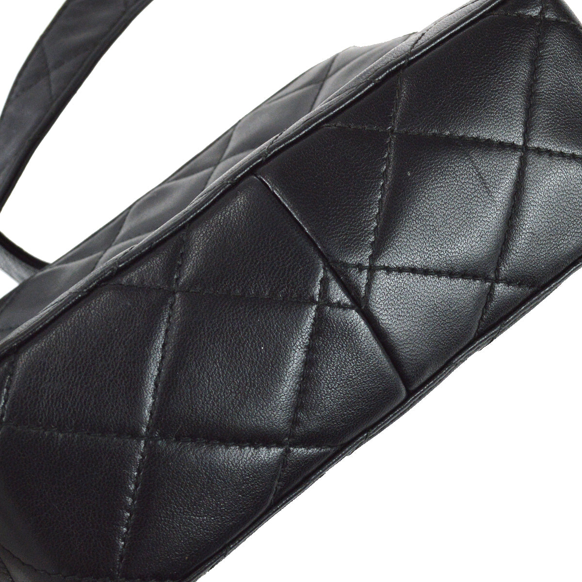Chanel 1996-1997 Straight Flap Shoulder Bag Mini Black Lambskin
