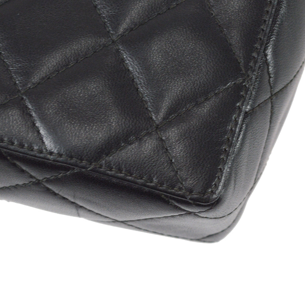 Chanel 1996-1997 Straight Flap Shoulder Bag Mini Black Lambskin