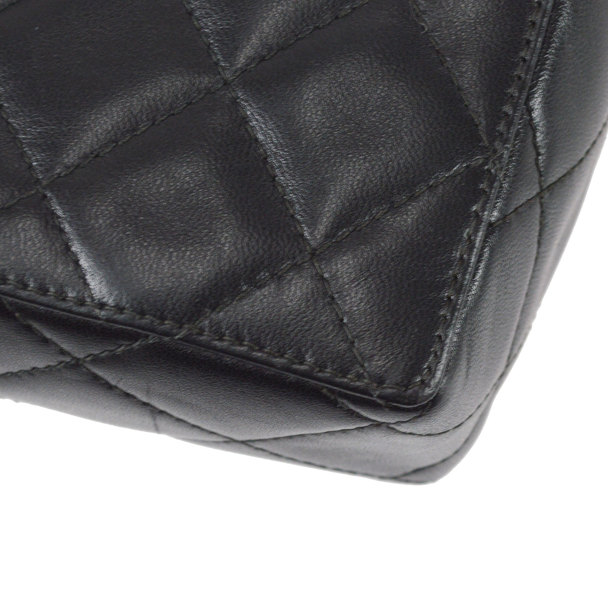 Chanel 1996-1997 Straight Flap Shoulder Bag Mini Black Lambskin