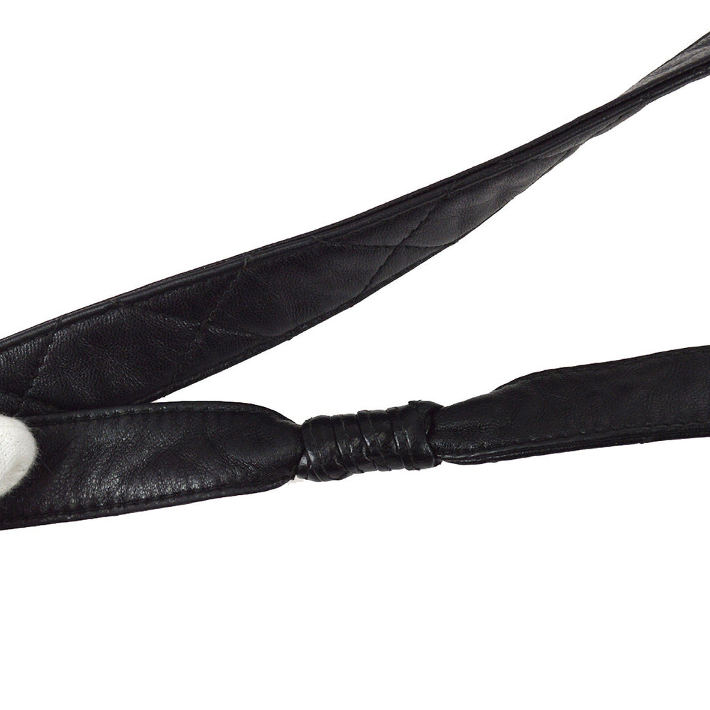 Chanel 1996-1997 Straight Flap Shoulder Bag Mini Black Lambskin