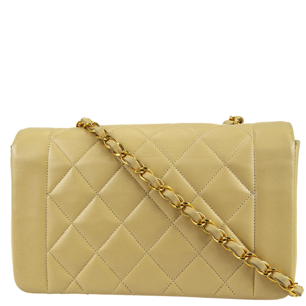 Chanel * 1994-1996 Small Diana Flap Bag Beige Lambskin