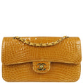 Chanel * 2003-2004 Classic Double Flap Medium Shoulder Bag Brown Crocodile