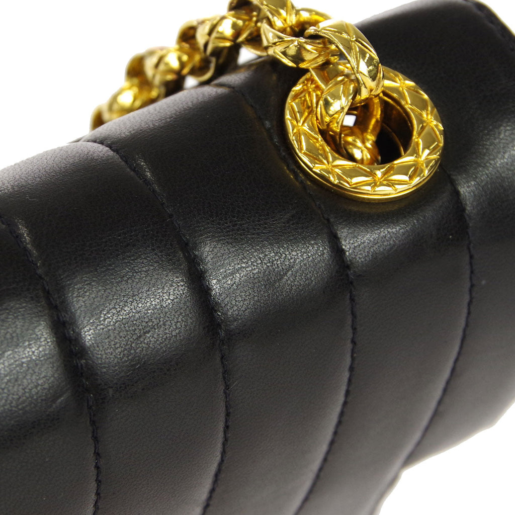 Chanel * 1991-1994 Black Lambskin Mini Vertical Stitch Flap Bag