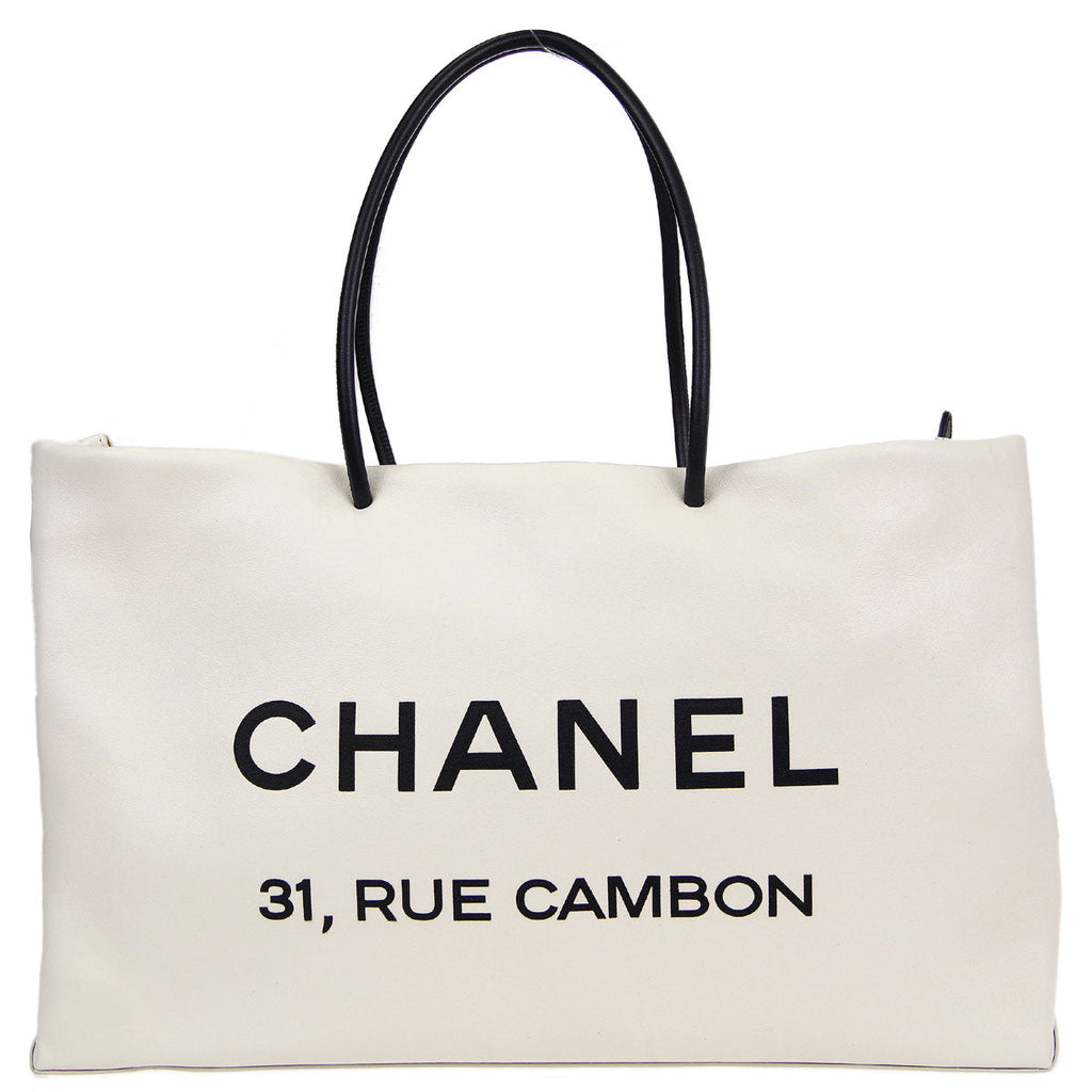 Chanel * 2008-2009 Essential Tote Bag 40 White Calfskin