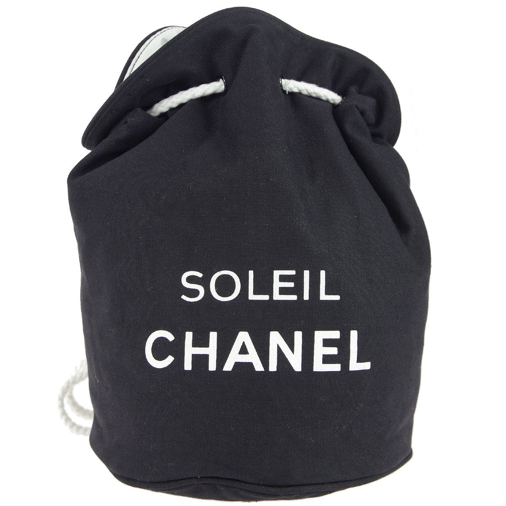 Chanel * Bucket Shoulder Pool Bag Black Canvas