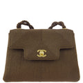Chanel * Braided Shoulder Bag Brown Nylon Knit