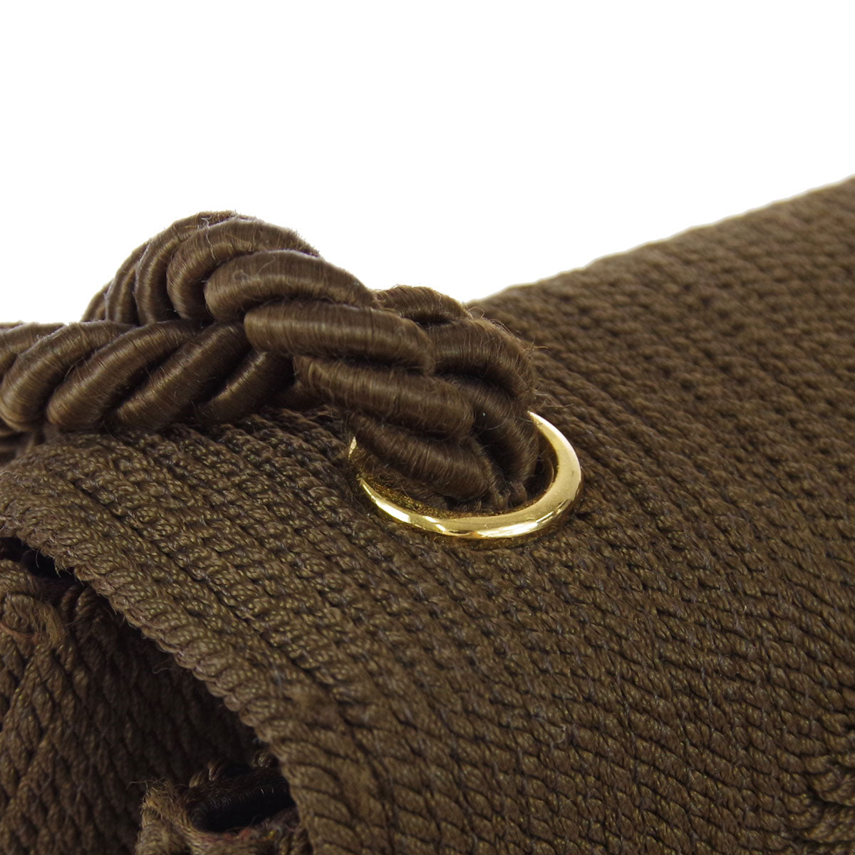 Chanel * Braided Shoulder Bag Brown Nylon Knit