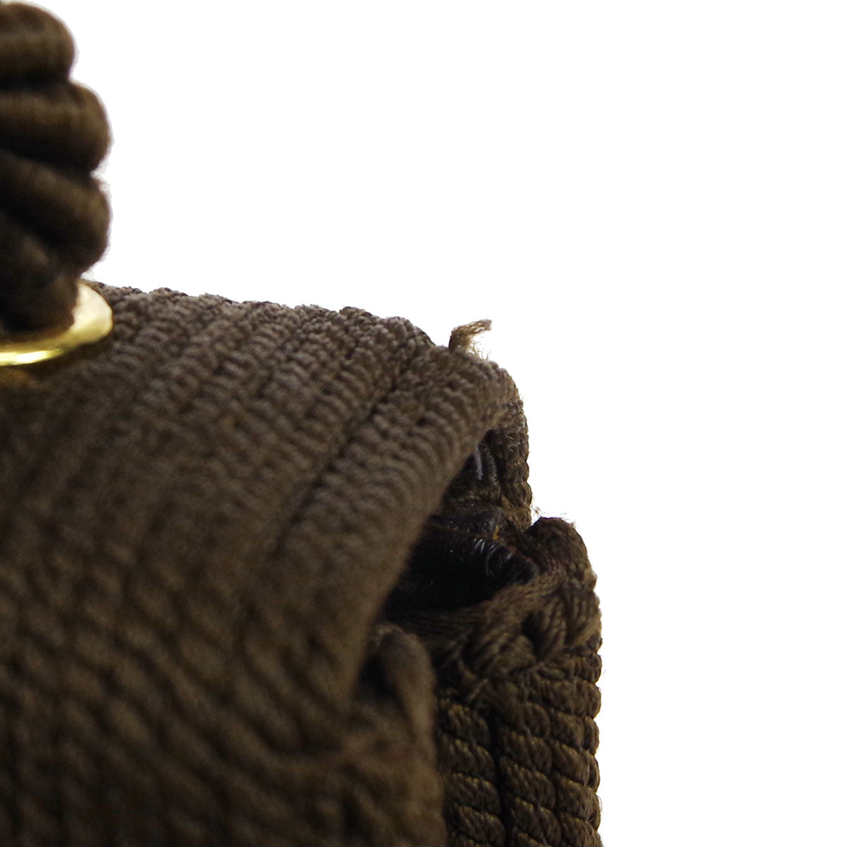 Chanel * Braided Shoulder Bag Brown Nylon Knit