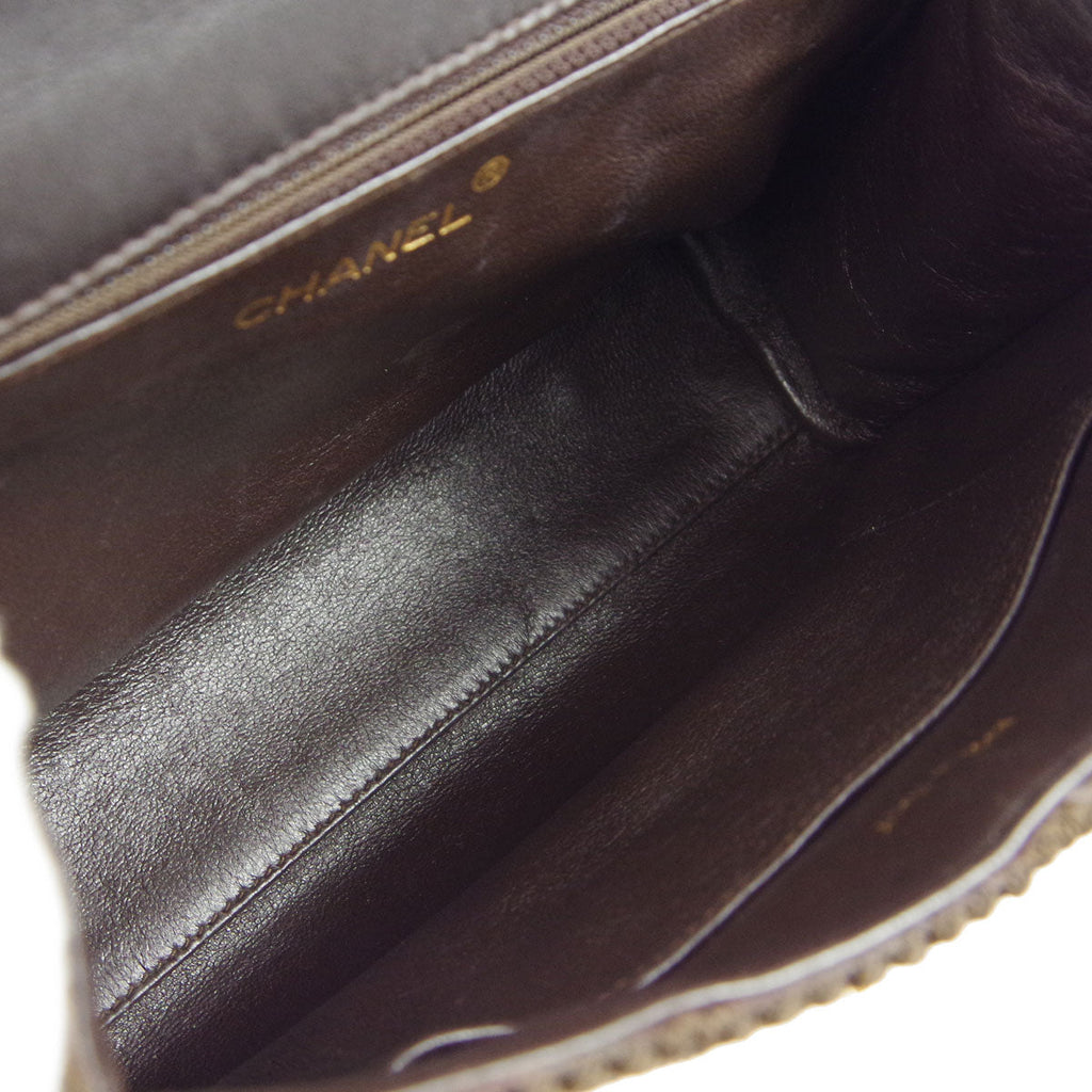 Chanel * Braided Shoulder Bag Brown Nylon Knit