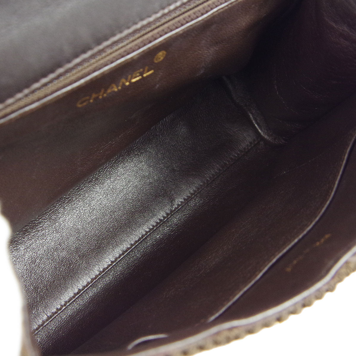 Chanel * Braided Shoulder Bag Brown Nylon Knit