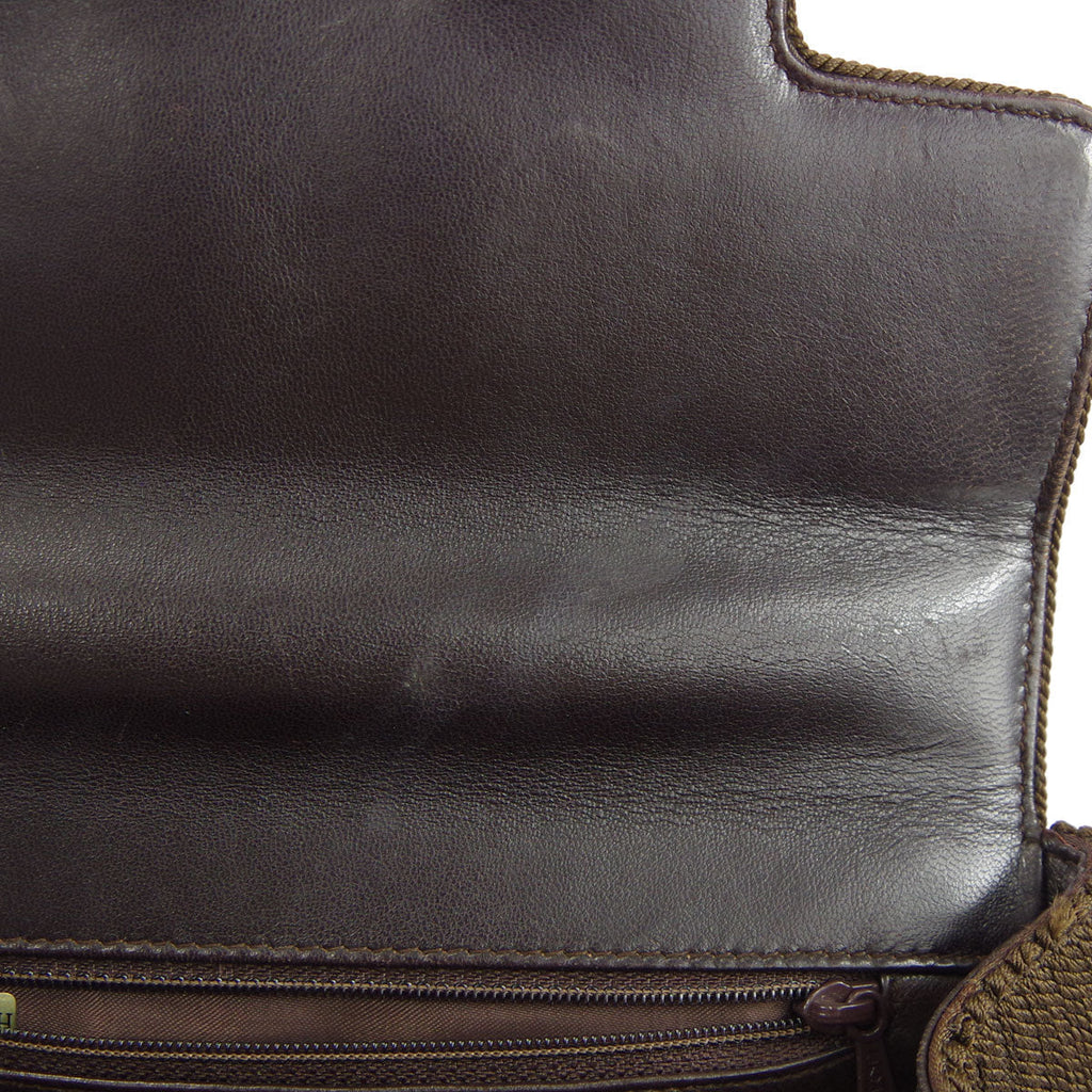 Chanel * Braided Shoulder Bag Brown Nylon Knit