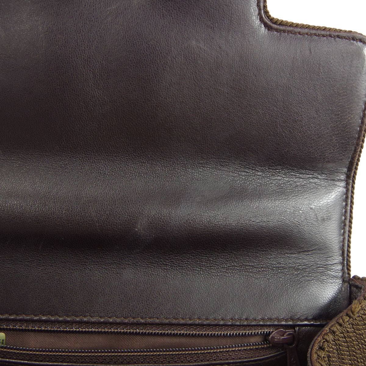 Chanel * Braided Shoulder Bag Brown Nylon Knit