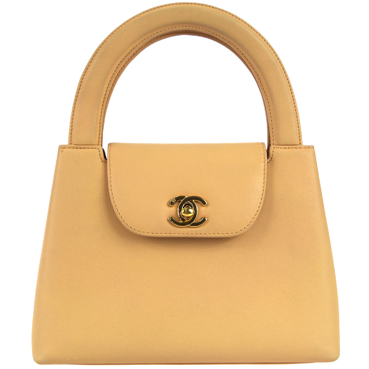 Chanel * 1997-1999 Mini Shopping Handbag Beige Calfskin