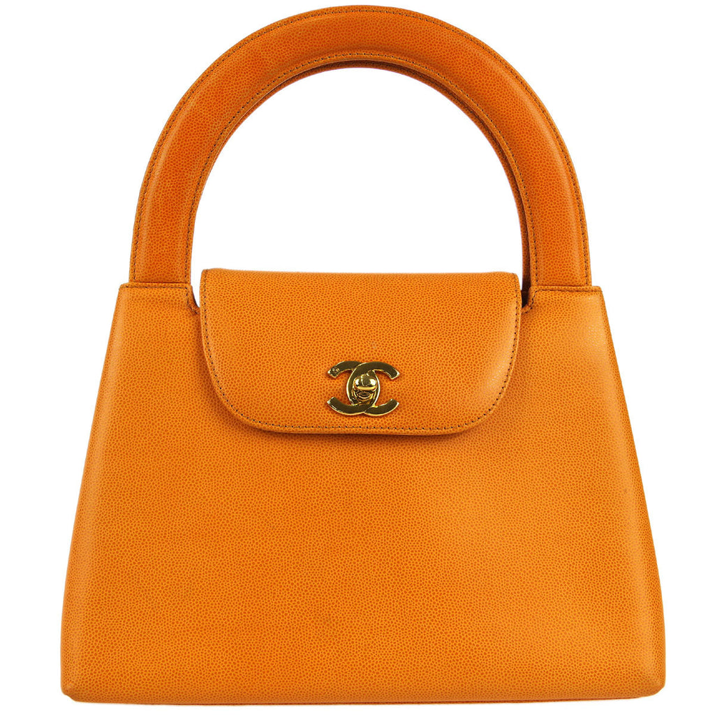 Chanel * 1997-1999 Shopping Handbag Medium Orange Caviar
