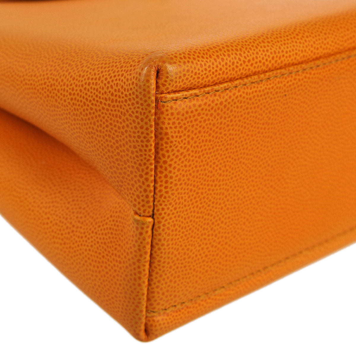 Chanel * 1997-1999 Shopping Handbag Medium Orange Caviar
