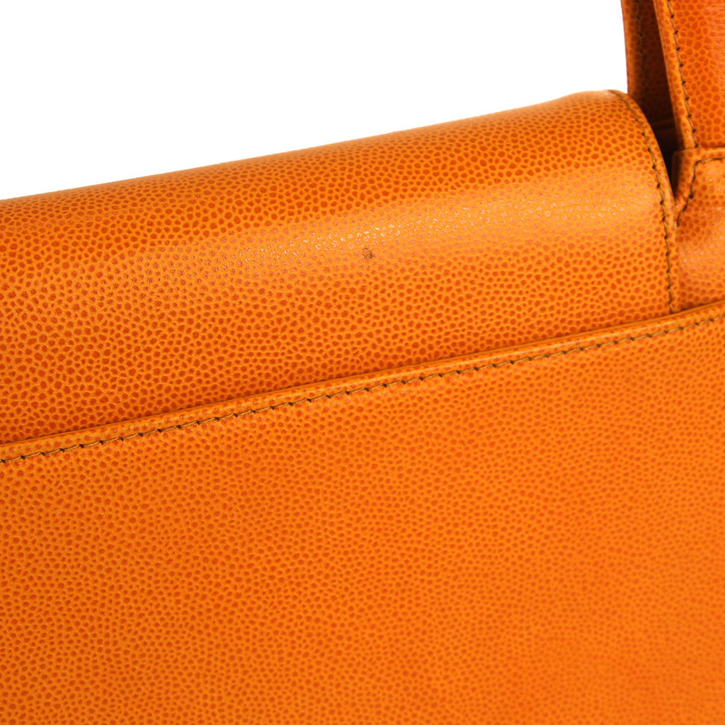 Chanel * 1997-1999 Shopping Handbag Medium Orange Caviar