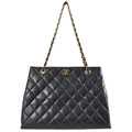 Chanel Chain Shoulder Tote Bag Black Lambskin