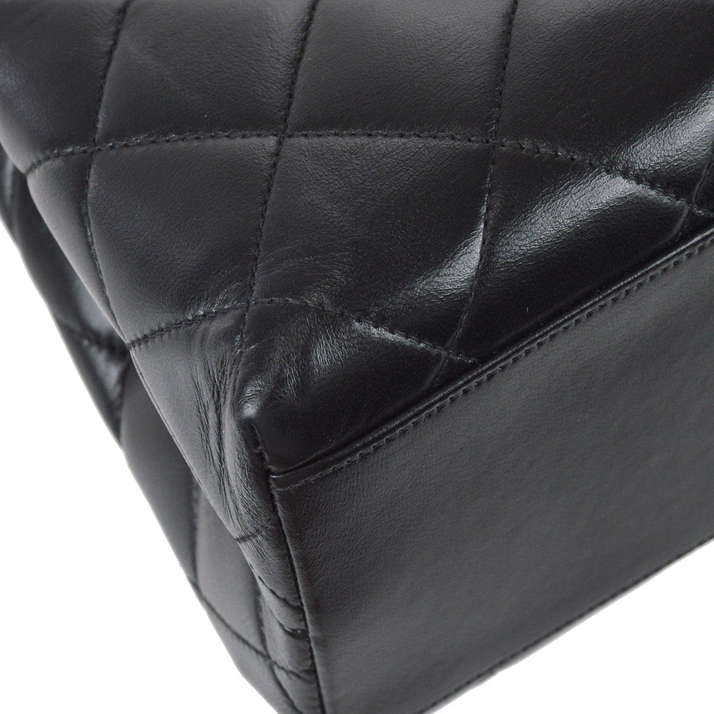 Chanel Chain Shoulder Tote Bag Black Lambskin