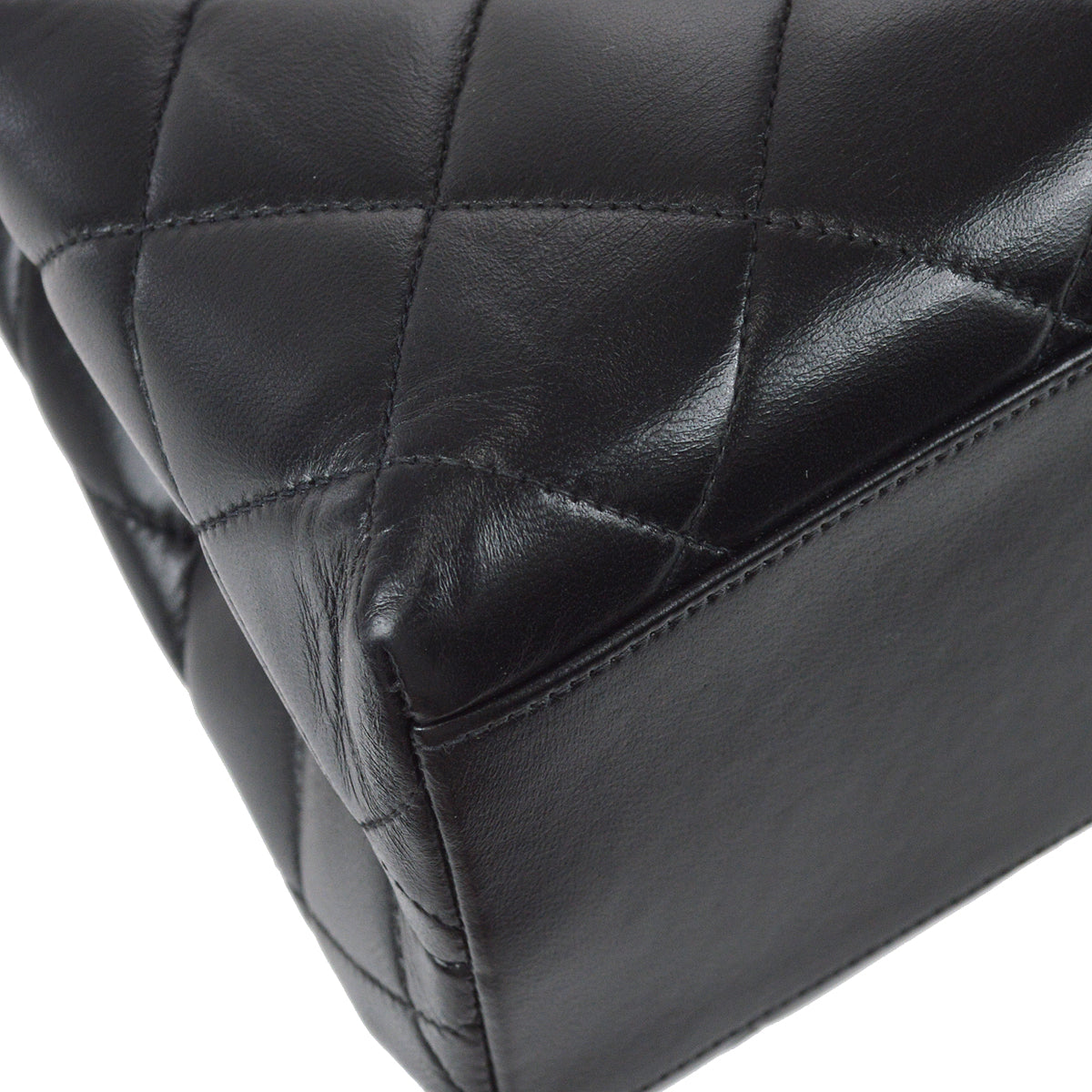 Chanel Chain Shoulder Tote Bag Black Lambskin