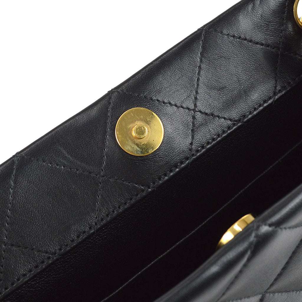 Chanel Chain Shoulder Tote Bag Black Lambskin