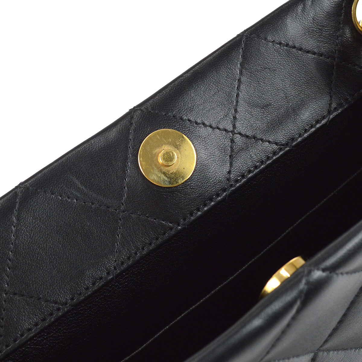 Chanel Chain Shoulder Tote Bag Black Lambskin