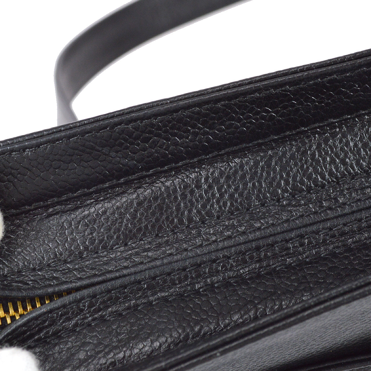 Chanel Triple CC Chain Shoulder Tote Bag Black Caviar