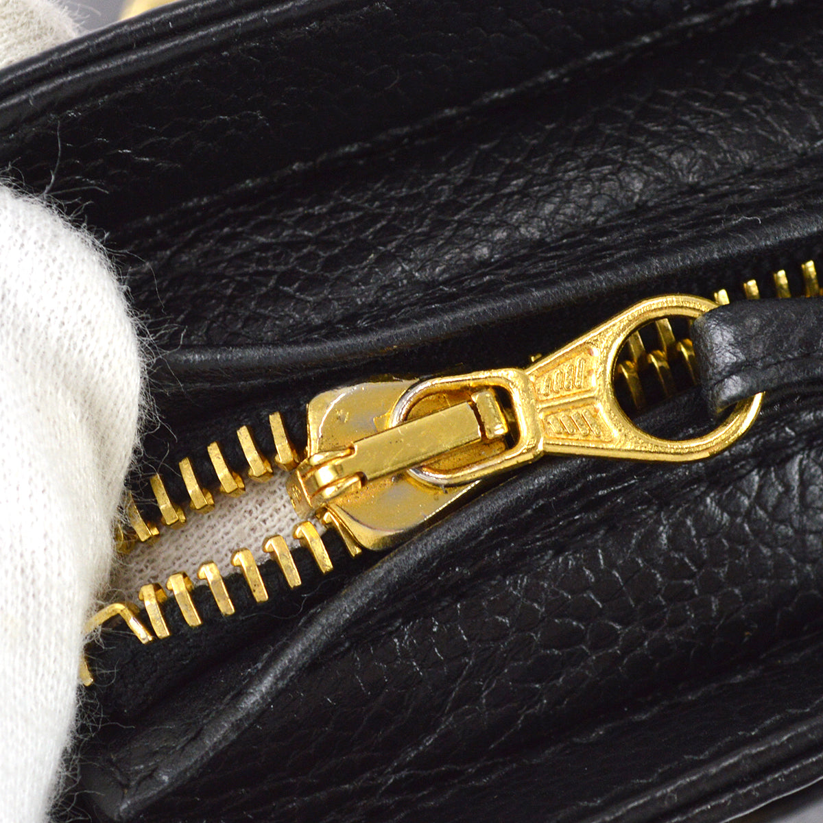 Chanel Triple CC Chain Shoulder Tote Bag Black Caviar